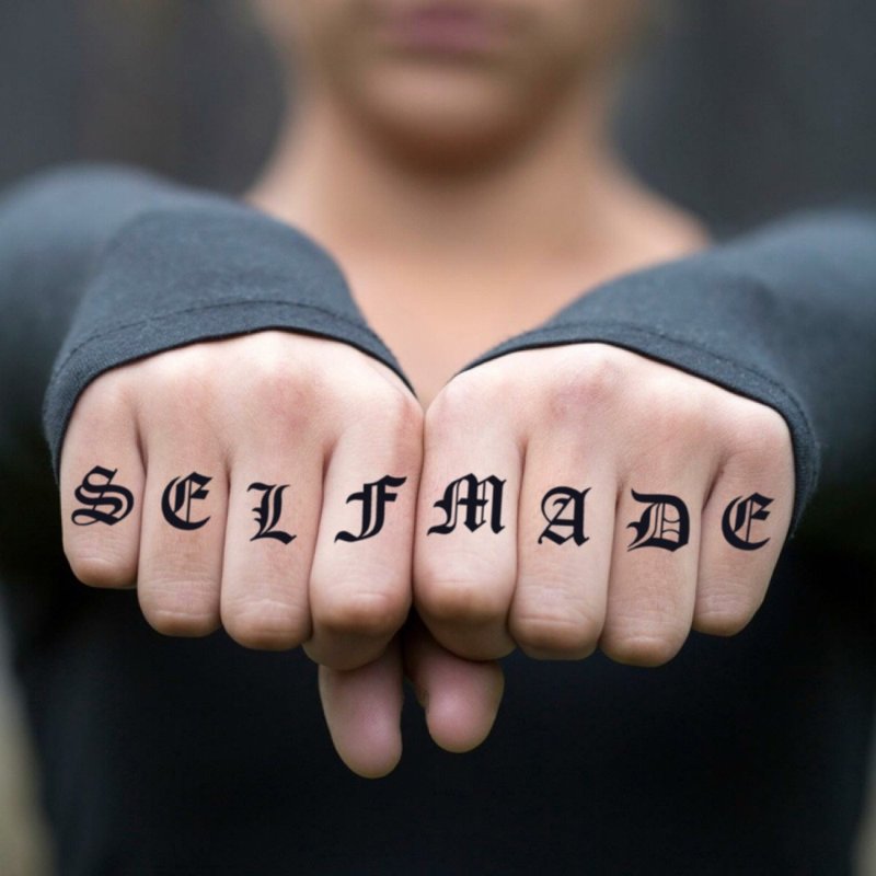 Self Made Temporary Fake Tattoo Sticker (Set of 2) - OhMyTat - สติ๊กเกอร์แทททู - กระดาษ สีดำ