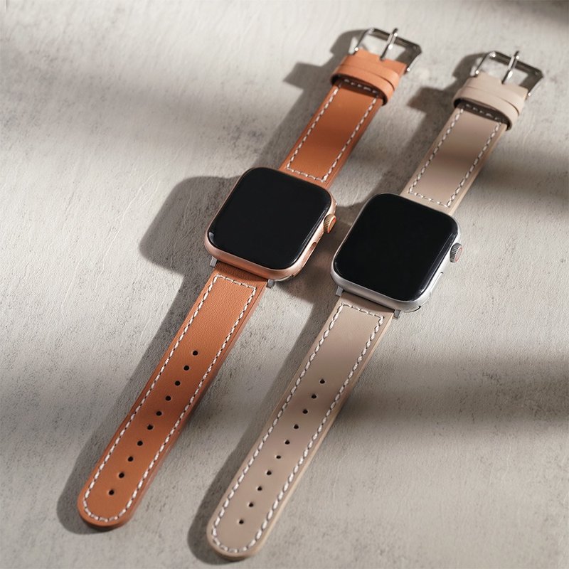 APPLE WATCH - Stitched Genuine Leather Apple Watch Strap - สายนาฬิกา - หนังแท้ 