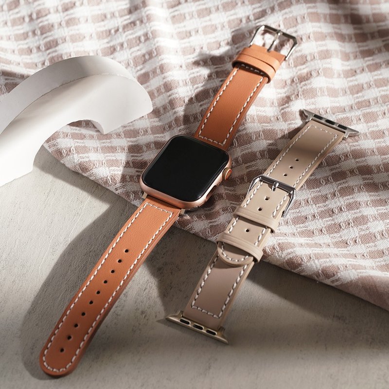 APPLE WATCH - Stitched Genuine Leather Apple Watch Strap - สายนาฬิกา - หนังแท้ 