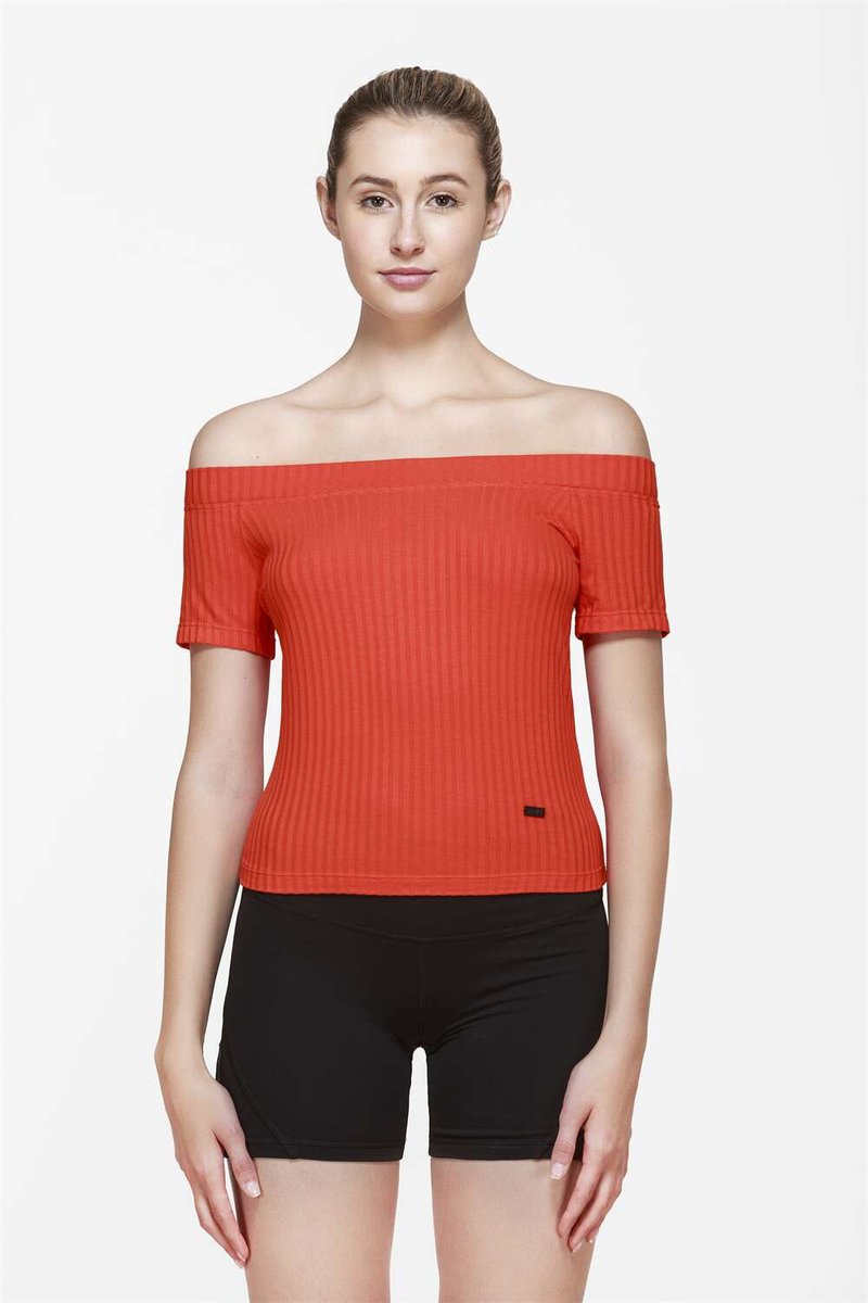 Demi Crop Top - ชุดโยคะ - ไนลอน สีส้ม