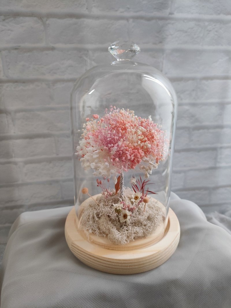 許願滿天星樹 玻璃花盅-永生花玻璃鐘罩 畢業禮物畢業 老師禮物 - 乾燥花/永生花 - 植物．花 粉紅色