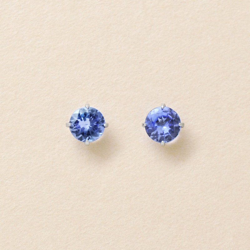 【Second Earrings】 鉑金坦桑石耳環 - 耳環/耳夾/耳骨夾 - 貴金屬 