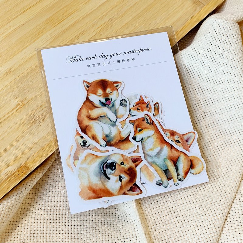 柴犬水彩風貼紙 B款 9張 - 貼紙 - 紙 