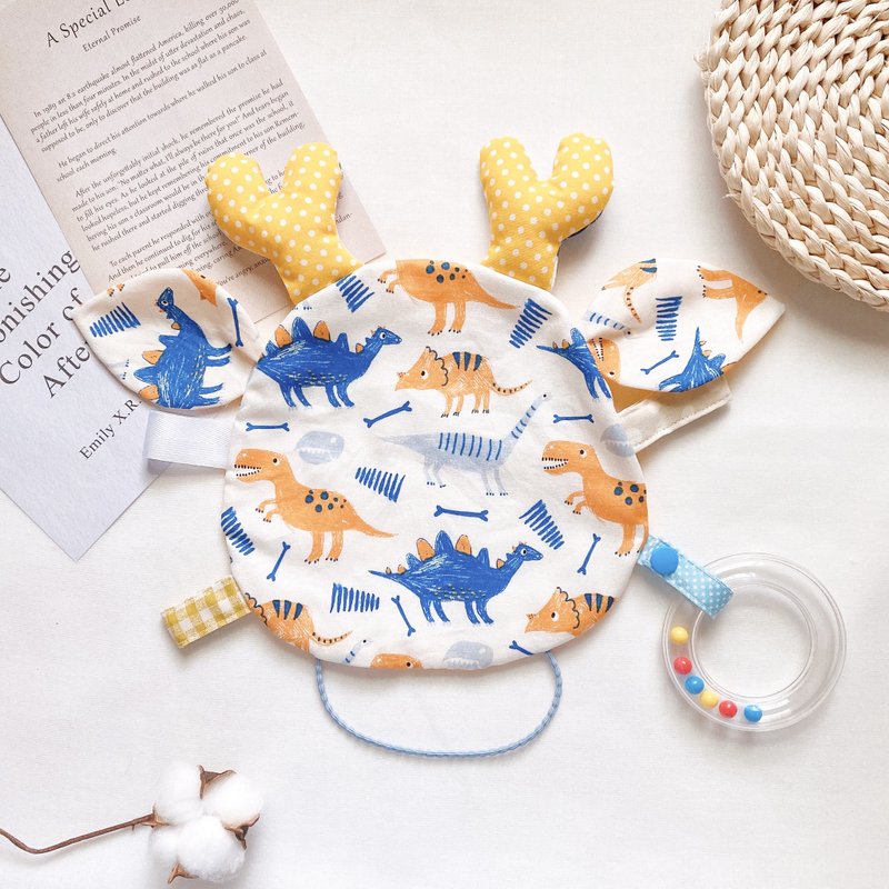 Elk soothing towel, animal shaped soothing towel, soothing toy, soothing towel, hand scratching towel, hand rattle to soothe - Kids' Toys - Cotton & Hemp Blue