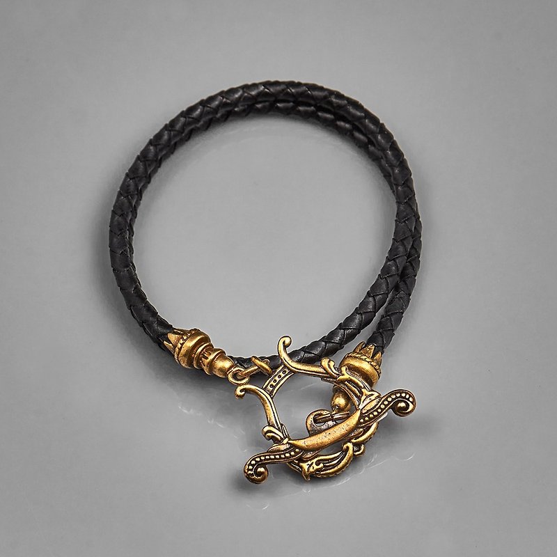 Harp button scalp bracelet - สร้อยข้อมือ - โลหะ สีนำ้ตาล
