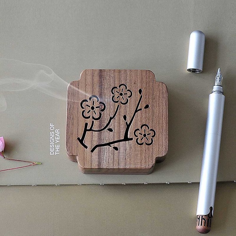 Weis Wei Shi Mu Ya Xiang box antique wooden dish incense burner indoor household sandalwood incense burner creative gift - Fragrances - Wood 