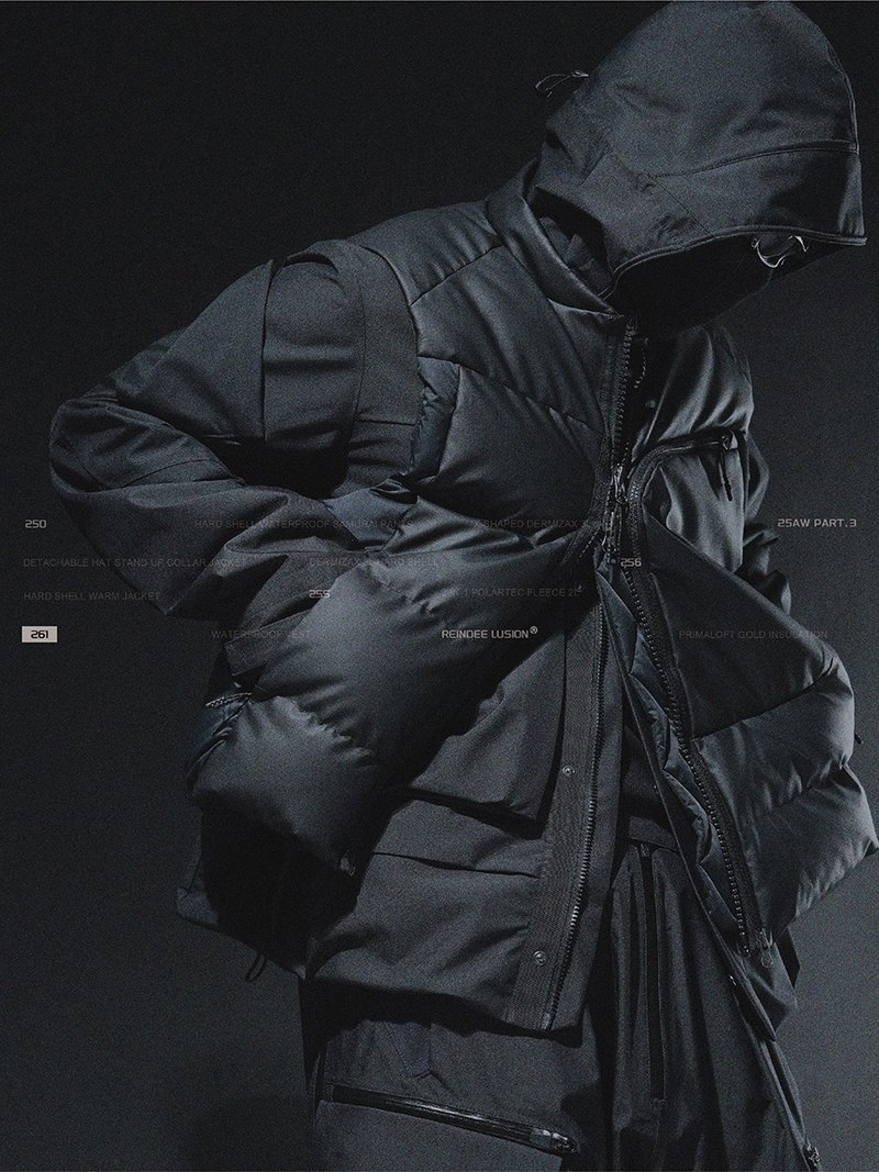 金標P棉Primaloft斜拉鏈保暖禦寒大口袋工裝背心馬甲機能風視覺系 - 男夾克/外套 - 其他材質 黑色