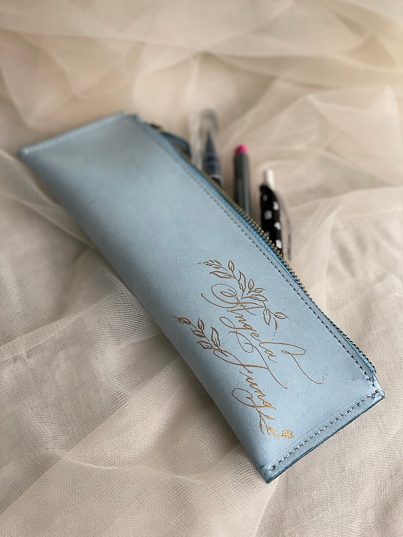 Customized leather pencil case fog Wax leather oil leather mad cowhide - กล่องดินสอ/ถุงดินสอ - หนังแท้ 