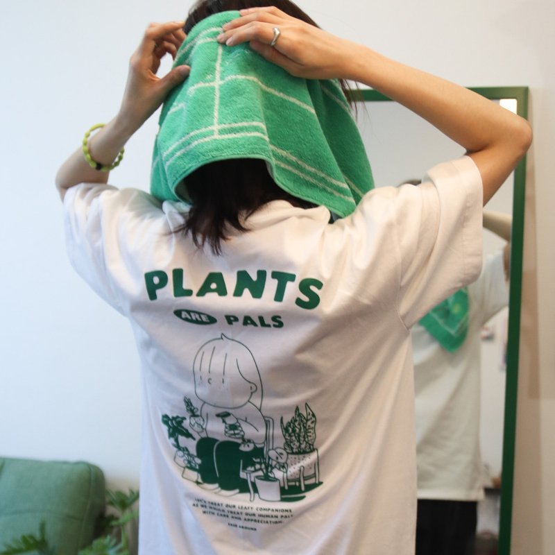 T-SHIRT - PLANTS ARE PALS - 女 T 恤 - 棉．麻 綠色