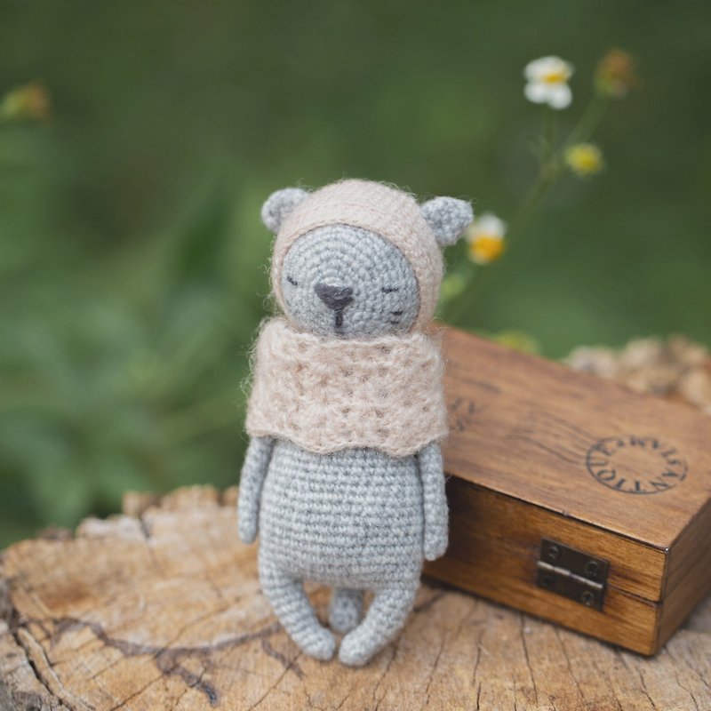 Gentle kitten (about 12.5 cm) - a handmade doll specially made for newborn babies - Kids' Toys - Wool Gray