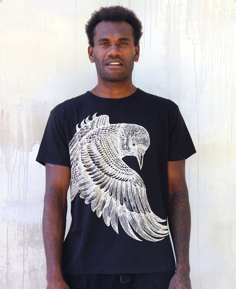 Mens Black Raven Tee - เสื้อเชิ้ตผู้ชาย - ผ้าฝ้าย/ผ้าลินิน 