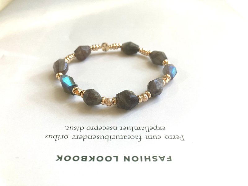 提升靈性個人魅力鎮靜情緒增強財運水晶 切角拉長石水晶手鏈 - 手鍊/手環 - 水晶 