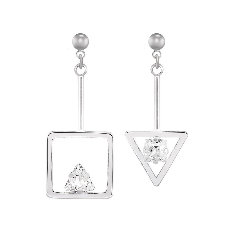 Austrian Square X triangle rystal earrings - ต่างหู - คริสตัล 
