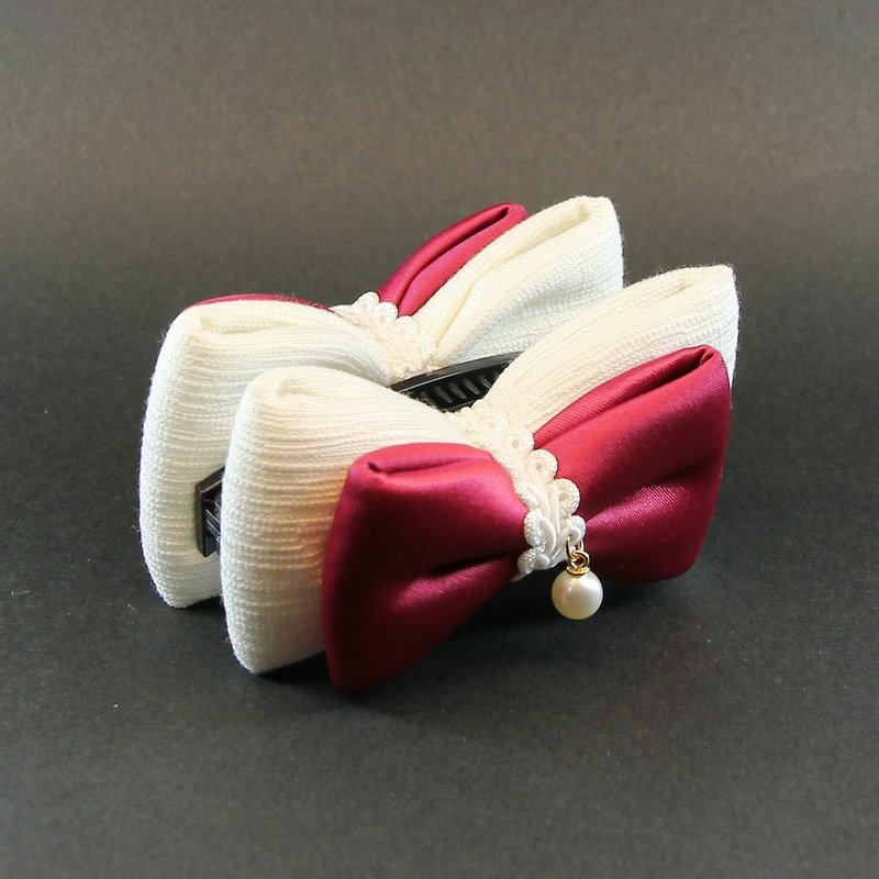 [Hair accessories] Special banana clip texture wine red - Hair Accessories - Silk Red