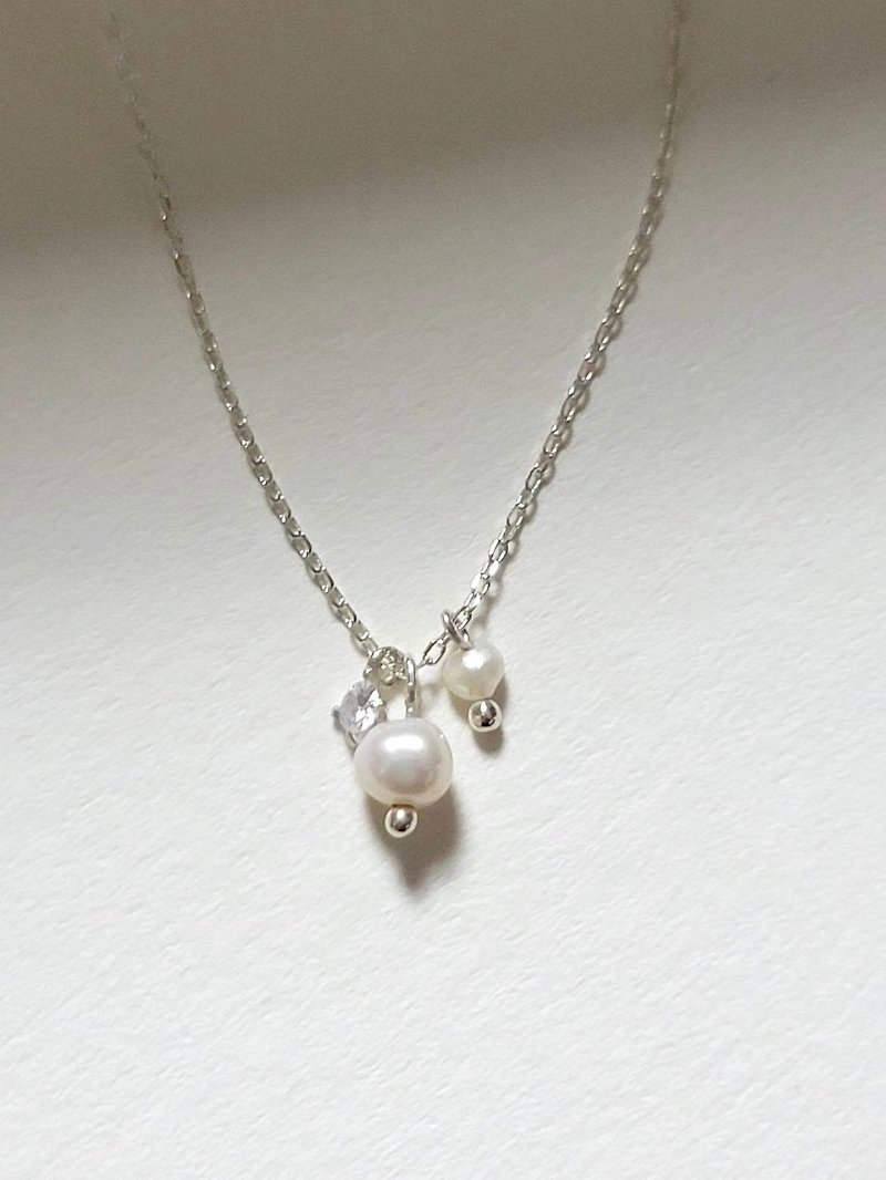 Fanxue Pearl Necklace/Sterling Silver/Natural Pearl/Light Jewelry - สร้อยคอ - ไข่มุก ขาว