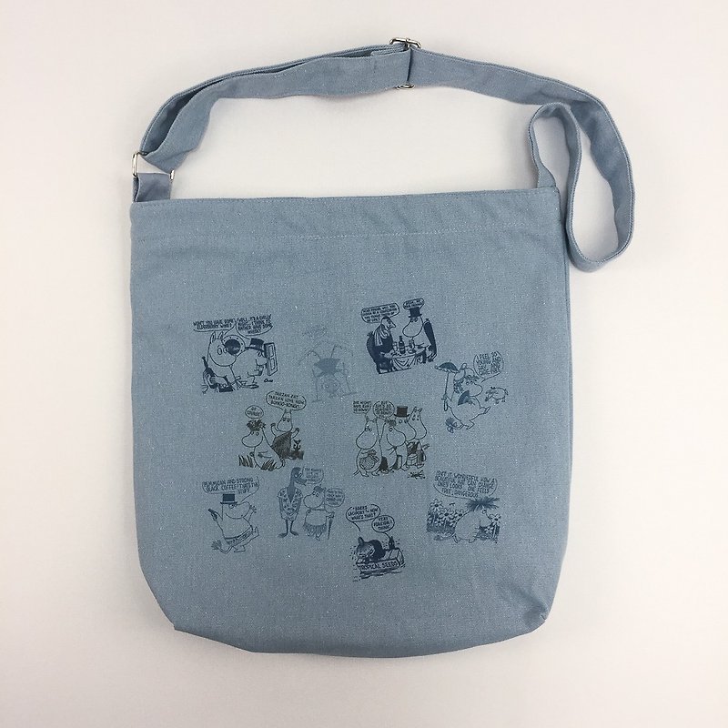 Moomin Official Moomin - Zipper Shoulder Bag (Gray), CB10AE03 - กระเป๋าแมสเซนเจอร์ - ผ้าฝ้าย/ผ้าลินิน สีดำ