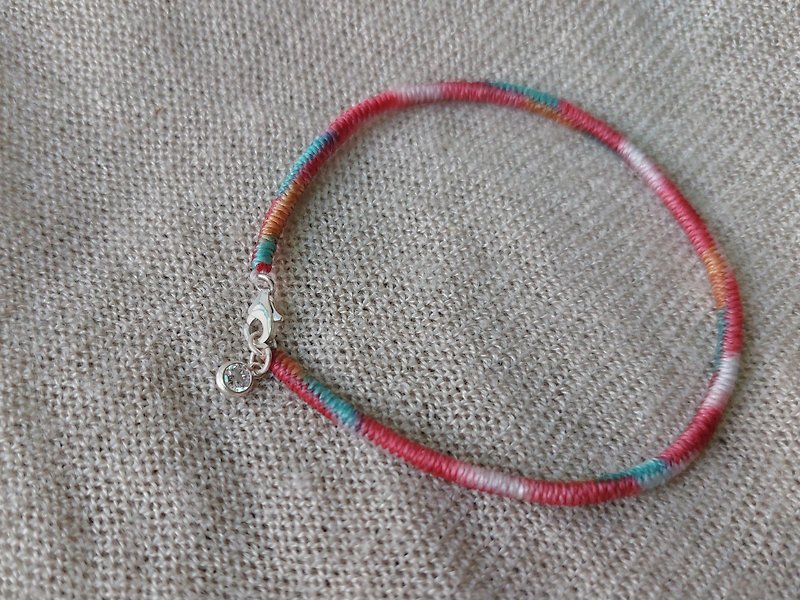 Zirconia Minimalistic Reinforced Snake Knot Bracelet (Longer Version) - สร้อยข้อมือ - เส้นใยสังเคราะห์ สีส้ม