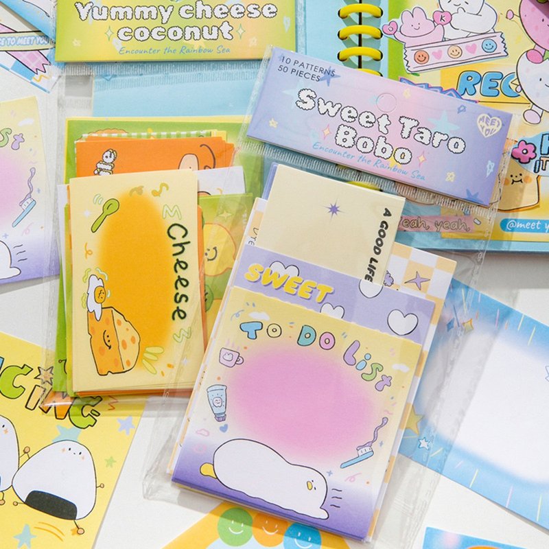 【Meet the Rainbow Sea】Plan list message note sticky note handbook sticker sticker material - Sticky Notes & Notepads - Paper 