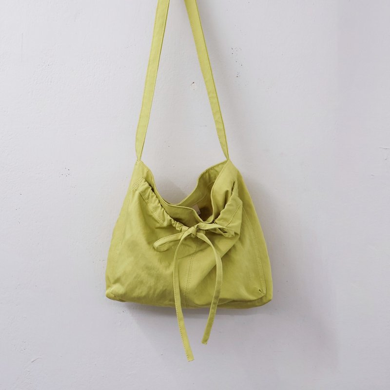 Ribbon Mini Bag - Mustard - กระเป๋าหูรูด - ไนลอน สีเหลือง