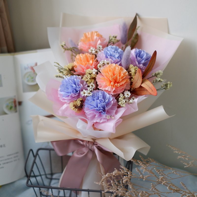To be continued | Pink Orange Purple Handmade Carnation Dry Flower Mother's Day Bouquet Spot - Dried Flowers & Bouquets - Plants & Flowers Orange