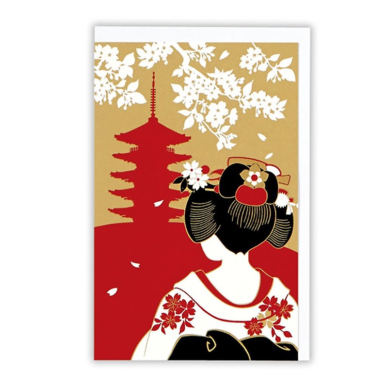 Shinto shrine kimono festival premium Japanese paper [Hallmark-card classic Japanese style/multi-purpose] - Cards & Postcards - Paper Red