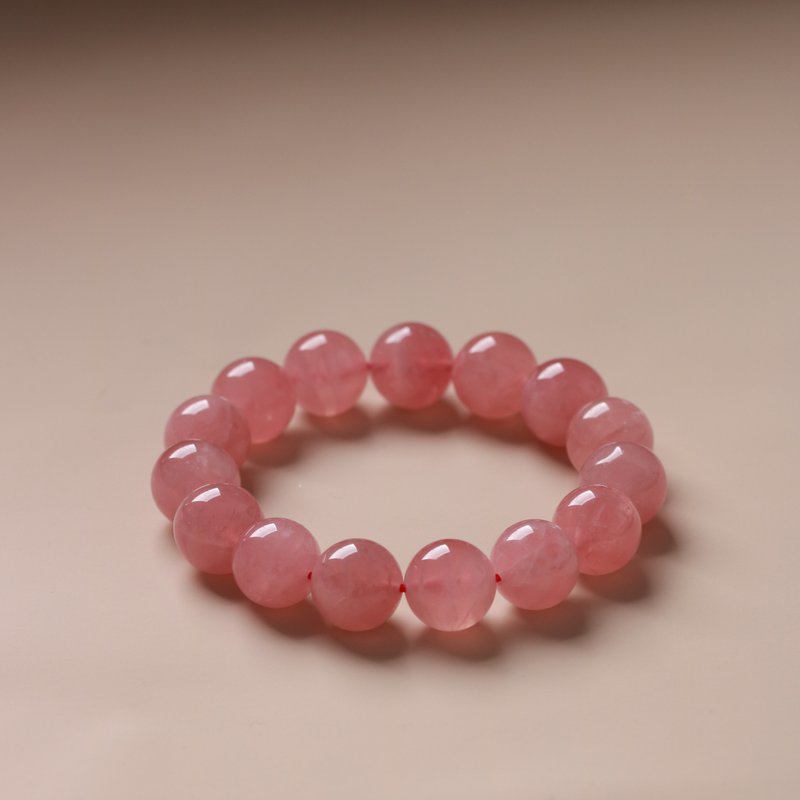 Collection-grade pure natural old material Madagascar pink crystal bracelet attracts peach blossoms and popular female gifts - สร้อยข้อมือ - คริสตัล สีแดง