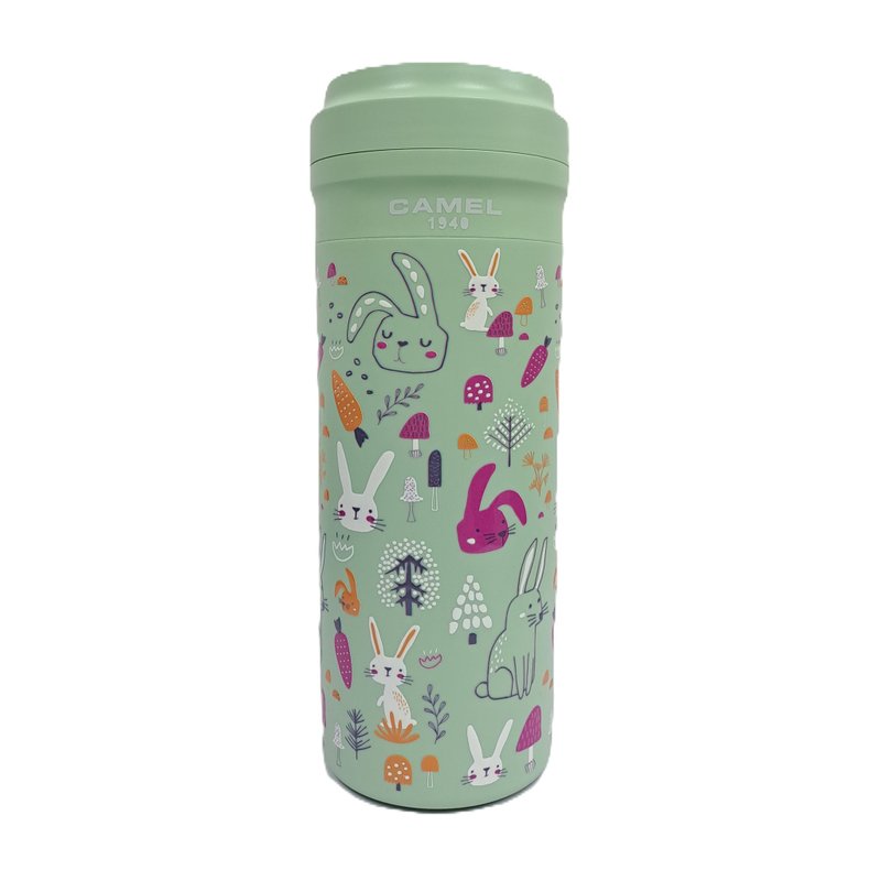 駱駝牌 350ml 玻璃膽真空保溫杯膠殼膠蓋 - 動物系列 (小兔RB/GN) - 保溫瓶/保溫杯 - 其他材質 綠色