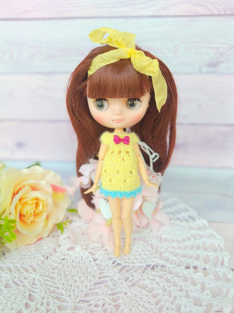 Middie Blythe doll - STO doll clothes - bjd clothes - middie Blythe dress - 寶寶/兒童玩具/玩偶 - 羊毛 黃色