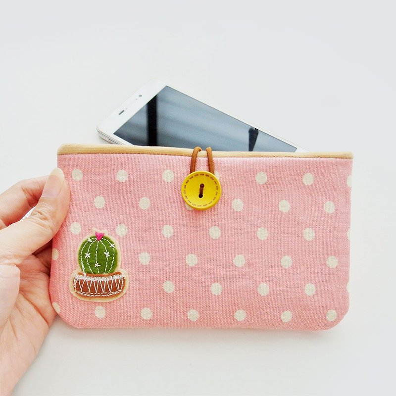 Phone Pouch, Cellphone Cover, Mobile Case - Cactus Lovers D - 手機殼/手機套 - 棉．麻 粉紅色