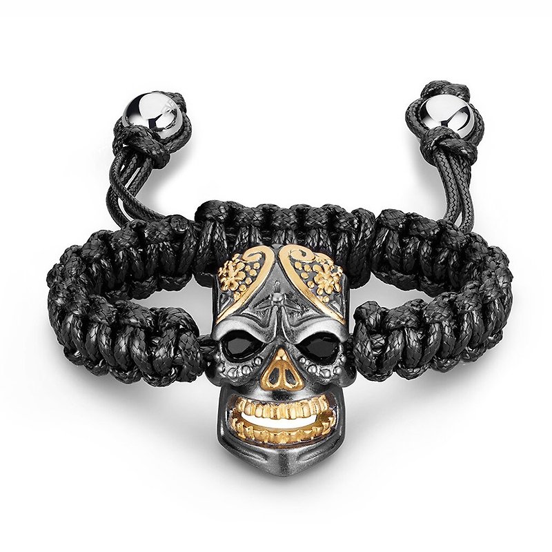 Half-gold giant skull bracelet - Bracelets - Stainless Steel Black