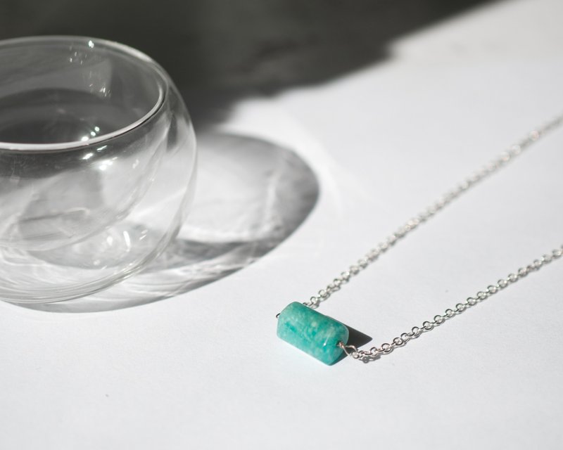 Amazonite Necklace, 925 Silver, Taurus birthstone, Libra Crystal, Mother's Day - สร้อยคอ - เครื่องเพชรพลอย สีน้ำเงิน