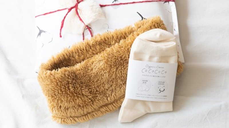 Winter Gift Set [Fur Neck Warmer & Silk Cotton Warm Socks] - Scarves - Cotton & Hemp 