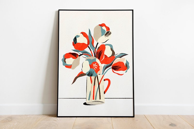 Tulip flower | A4 poster | Art print | - Posters - Paper Red