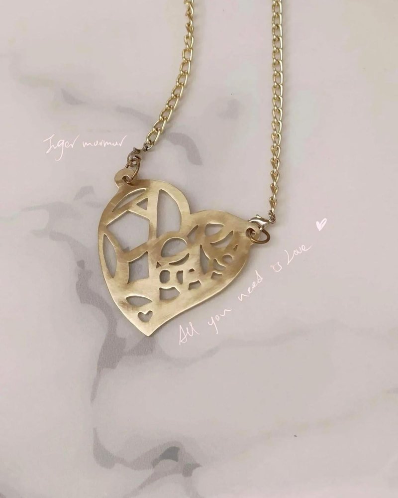 Customized handmade text shape-necklace pendant - สร้อยคอ - ทองแดงทองเหลือง สีทอง