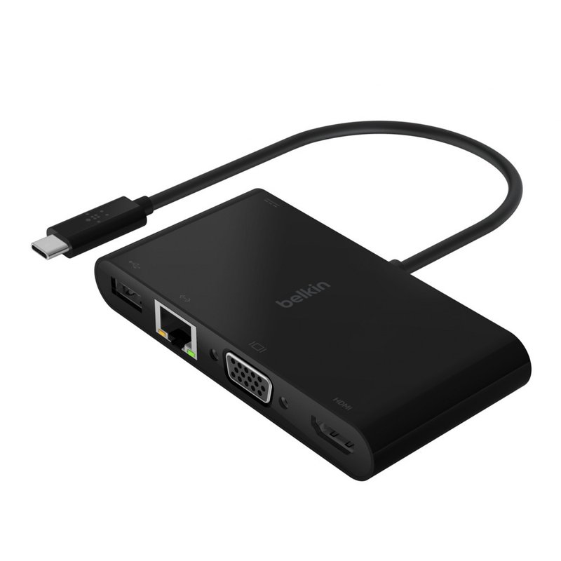 Belkin - USB-C 多媒體 + 充電轉接器 (100 W) - 行動電源/充電線 - 其他材質 黑色