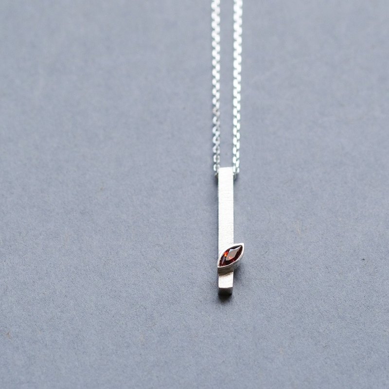 Garnet Marquise Necklace Silver 925 Men's Unisex - สร้อยคอ - โลหะ สีแดง