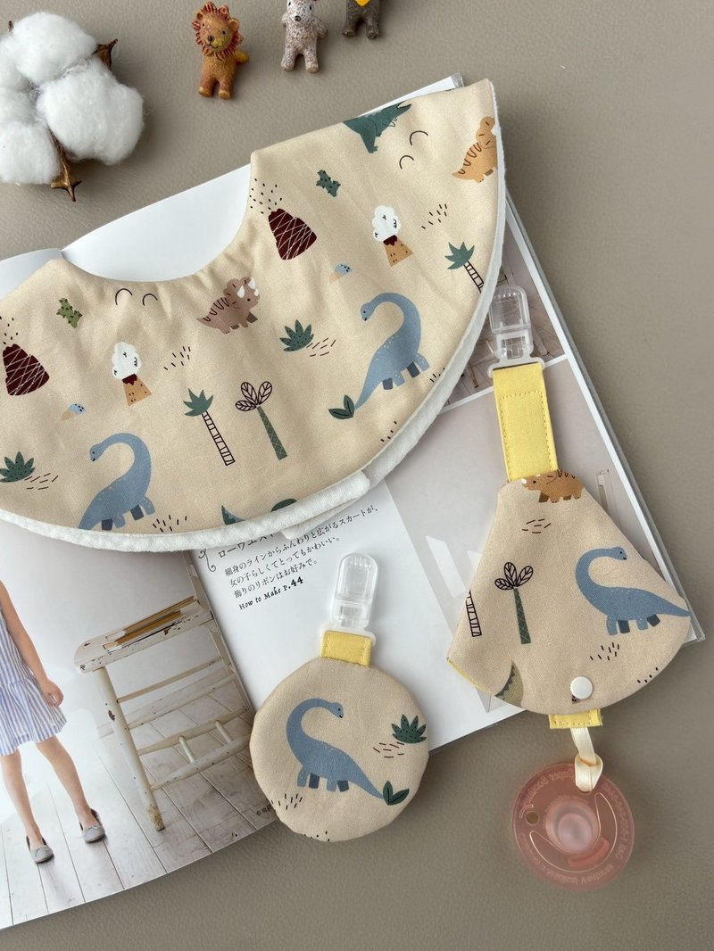 奶茶恐龍小火山  新生兒禮 口水巾 寶寶禮 - 圍兜/口水巾 - 棉．麻 卡其色