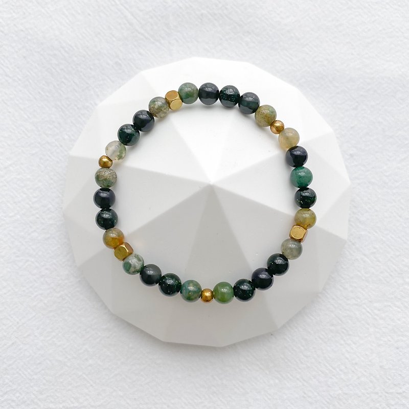 Aquatic Seaweed | Indian Agate/Obsidian/Green Stone| Bronze| Natural Stone Bracelet - Bracelets - Stone Green