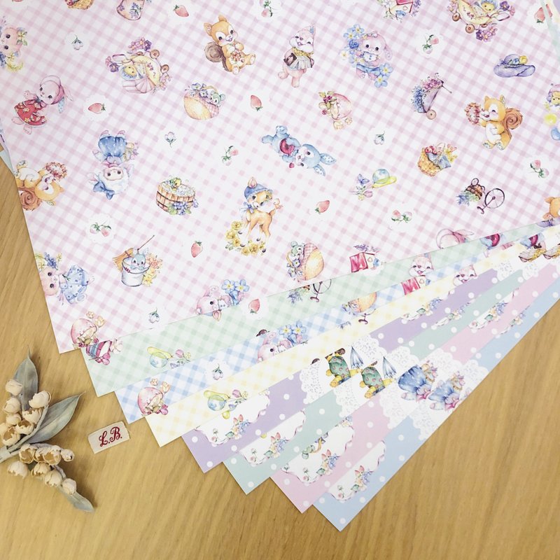 Lovely Garden【Cute Pastel Wrapping Paper / Scrapbook Paper】 - วัสดุห่อของขวัญ - กระดาษ หลากหลายสี