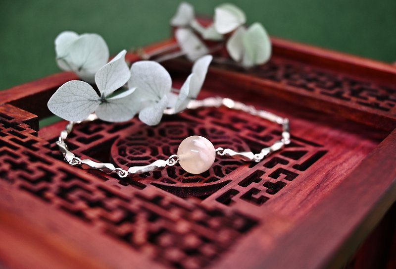 Cherry Blossom Agate - Sterling Silver Bracelet - Bracelets - Sterling Silver Pink