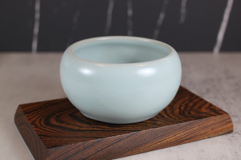 [Mid-Autumn Festival] Ru kiln tea bowls, hand-pulled matcha bowls, exquisite hand-made pottery by the famous Ye Minxiang - ถ้วย - ดินเผา 