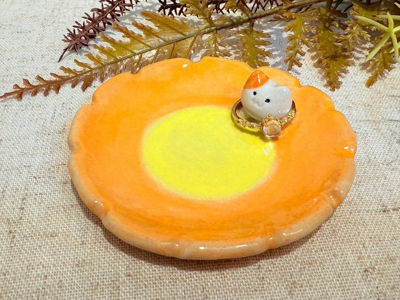 森林小花盤-貓咪 - 其他 - 陶 橘色