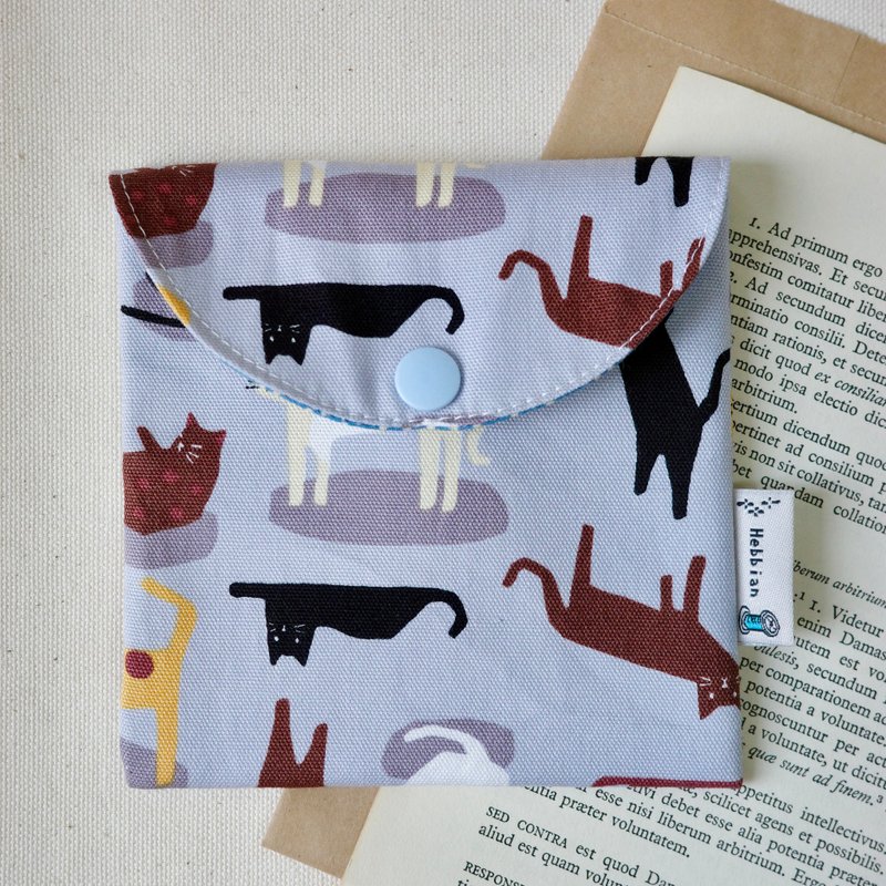 貓貓樂園 藍 - 棉棉包 口罩包 衛生棉包 收納小包 | 海柏手作 - 化妝包/收納袋 - 棉．麻 