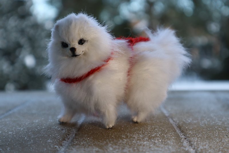 Dog realistic animal stuffed! art doll poseable! personalized gift - 玩偶/公仔 - 其他人造纖維 白色