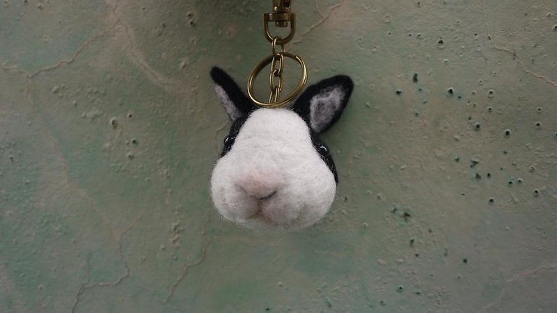 Sheep lotus wool felt paradise fluffy black and white rabbit - Stuffed Dolls & Figurines - Wool Multicolor