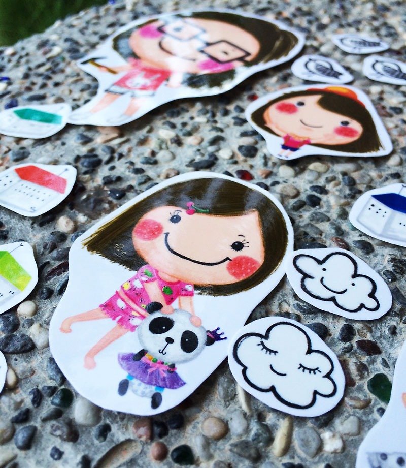 Transparent waterproof stickers-Bibiana 3 years old story together to paste - สติกเกอร์ - กระดาษ หลากหลายสี