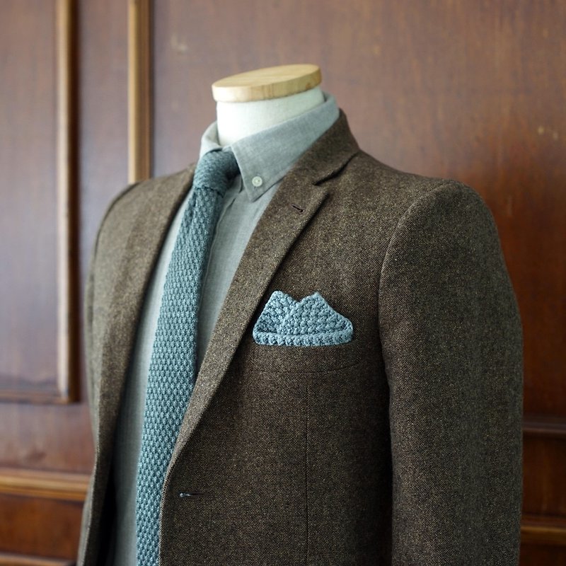Dark Grey Knitted Wool tie /pocket square (no Crafted box) - 領呔/呔夾 - 其他材質 灰色