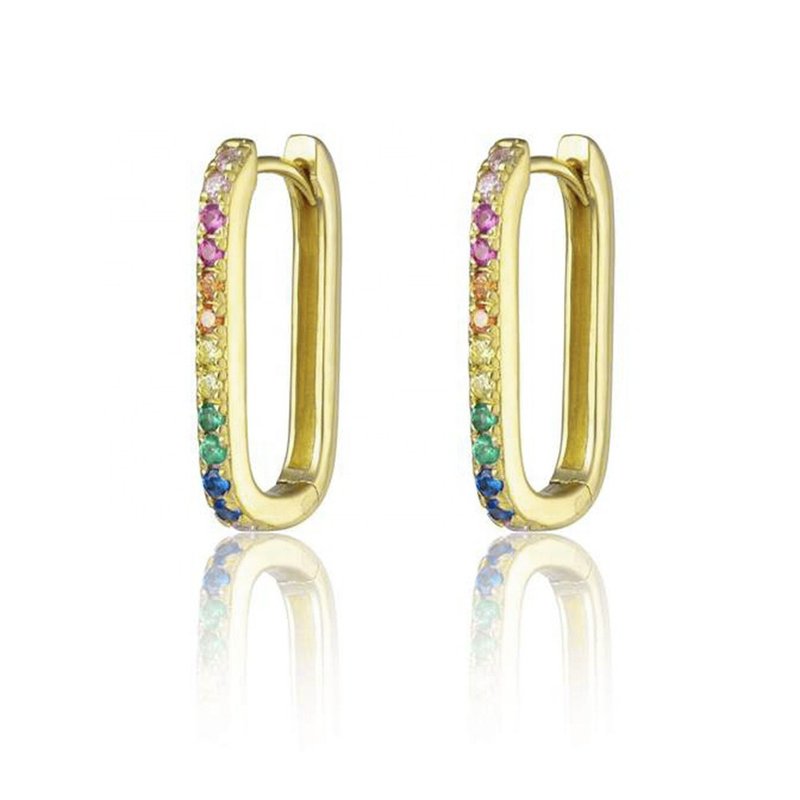 Rainbow Huggie Earrings - Earrings & Clip-ons - Sterling Silver Gold