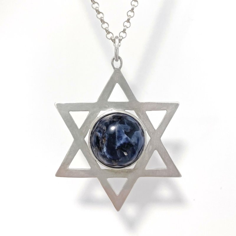 神聖六芒星 - 彼得石 手工銀飾 中性款  925純銀項鍊 - 項鍊 - 純銀 銀色