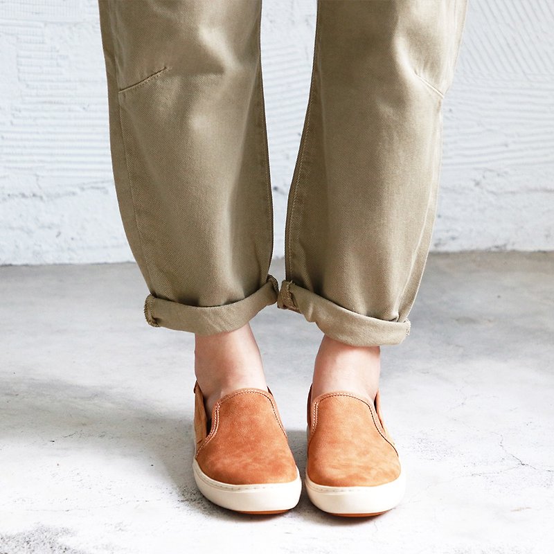 [Spot] A set of soft and soft leather lazy casual shoes_ camel_F2-19910L - รองเท้าลำลองผู้หญิง - หนังแท้ สีส้ม